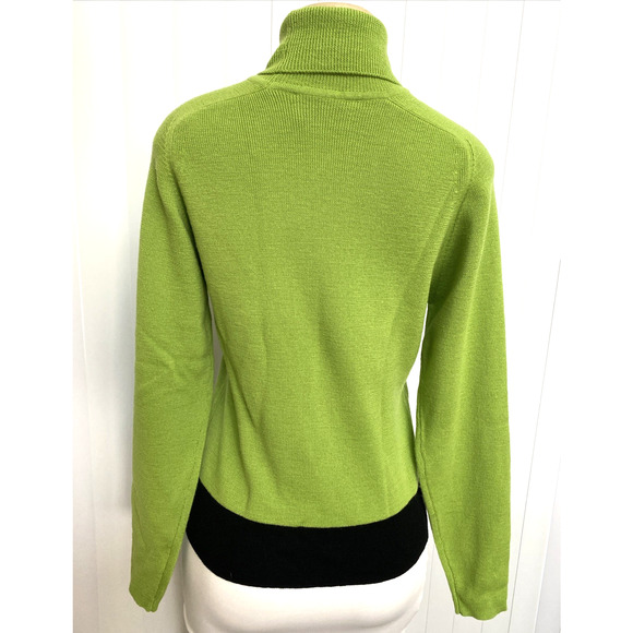 NWT Emanuel Ungaro Wool Turtleneck Sweater Pullover Long Sleeve Green Black M - Picture 2 of 6